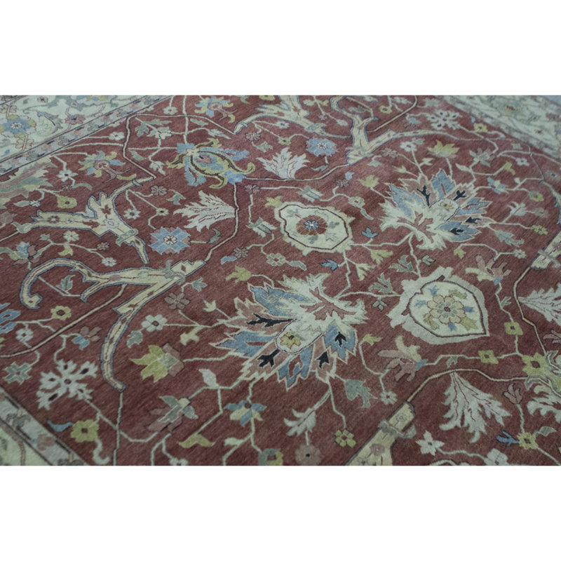 Tapis rouille et ivoire de haute qualité noué à la main