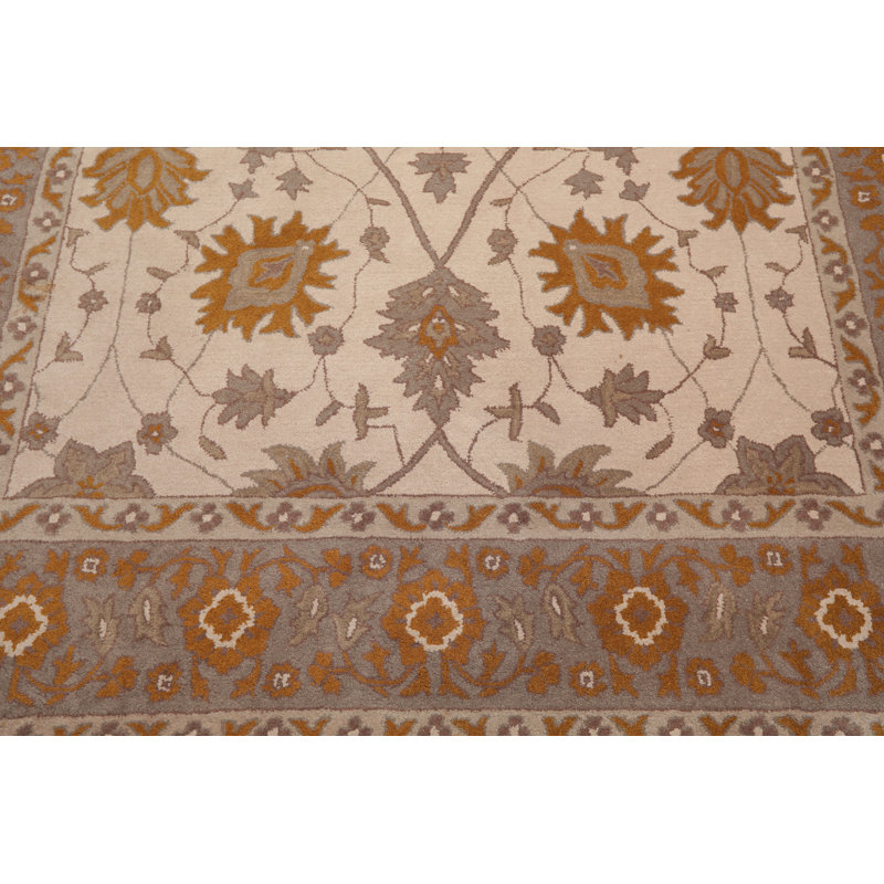 Tapis beige/brun en laine touffeté à la main persan oriental Cisco