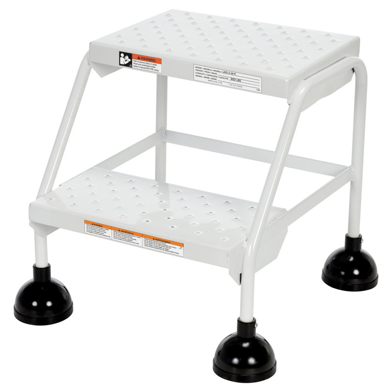 2 - Step Steel Step Stool, White