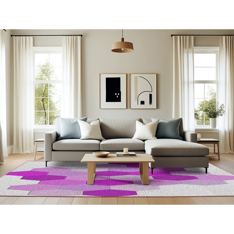 Tapis mauve à motif géométrique Kollman, Rectangle 6 pi x 9 pi