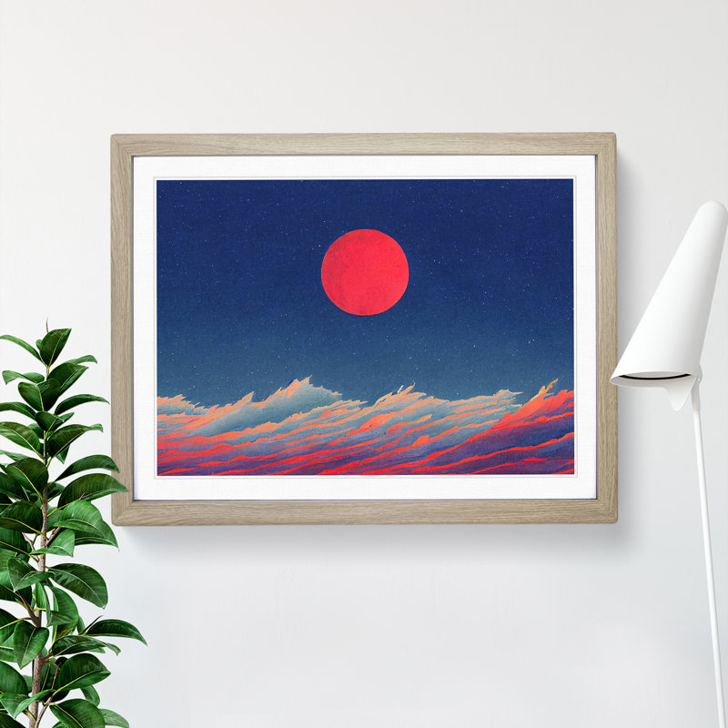 XH1022-6137X Modern Moon Vol.3 - Single Picture Frame Print, 34cm H x 46cm W x 2cm D, Oak