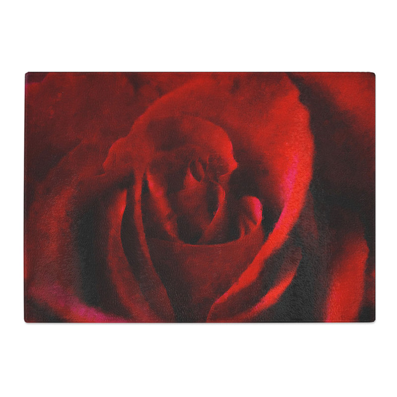 Tempered Glass the Beauty of a Red Rose Chopping Board, 28.5 cm x 39 cm
