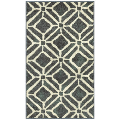 Tapis bleu délavé Modena Geo