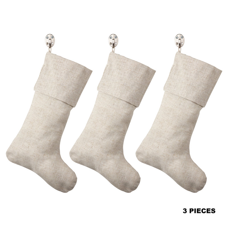 Chaussette de Noël d'inspiration toscane, H 15 po x l 7 po x P 3 po, Natural