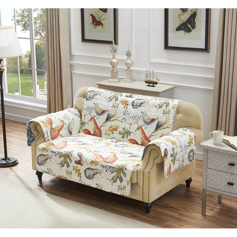 Reversible Natural Forest Creatures Loveseat Slipcover