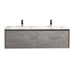 Addams 59.5'' Double Bathroom Vanity with Carrara Quartz Top