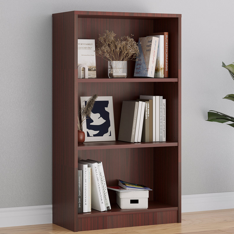 Bibliothèque moderne moderne à 4 niveaux l 24,4 ", Cerisier, (4 tablettes) H 55,9 po x l 24,5 po x P 12 po