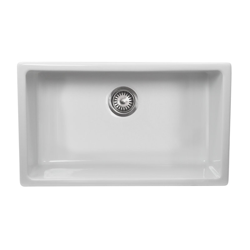 30" x 18" Dualmount Fireclay Kitchen Sink, 10" H x 30" L x 18" W