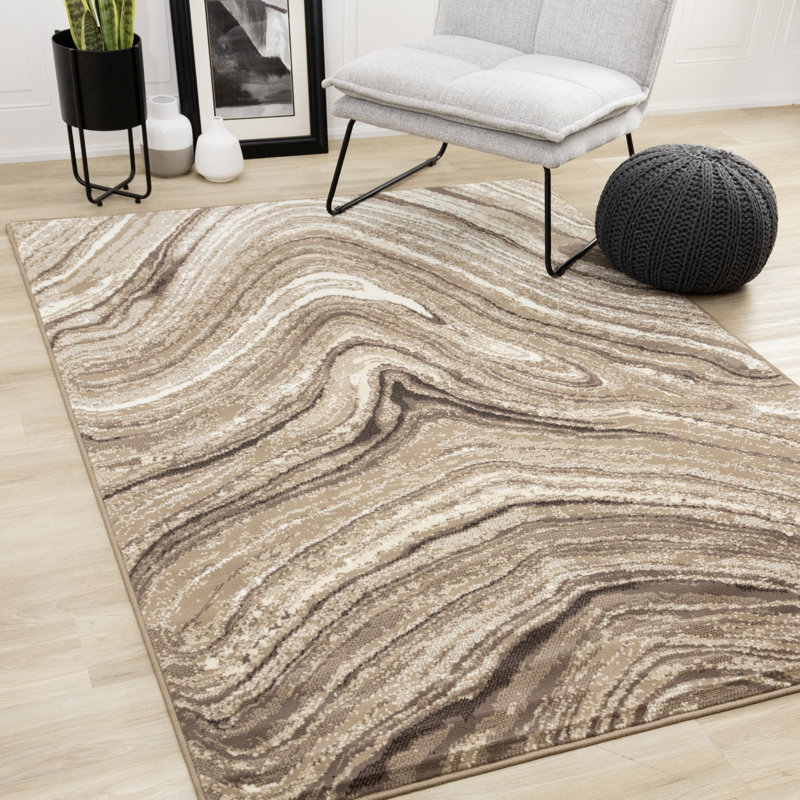 Fresno Modern Abstract Brown Area Rug, Rectangle 7'9" x 10'6"