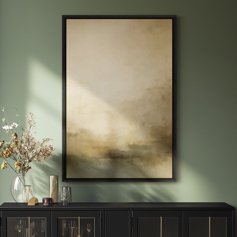 Art mural sur toile encadré - Beige et brun, paysage abstrait, impressions murales pour chambre à coucher - 16 po x 24 po