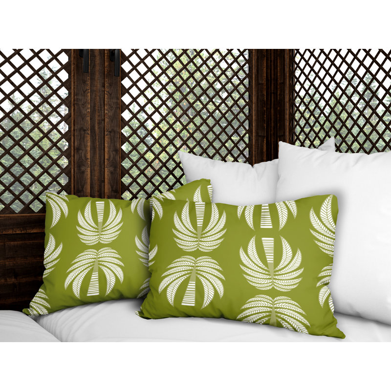 Geometric Outdoor Reversible Throw Pillow, Chartreuse