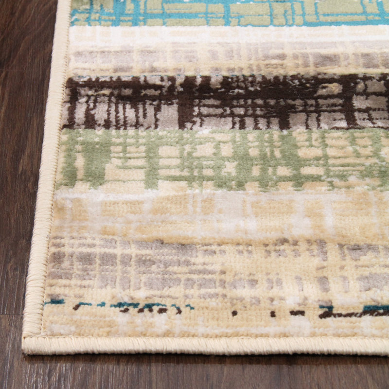 Celek Contemporary 100% Polypropylene Abstract Striped Indoor Area Rug, Rectangle 4' x 6'