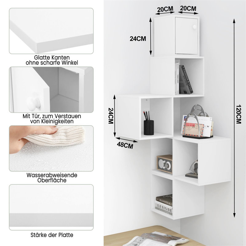 Coussoule 120cm H x 48cm W Floating Shelf Bookcase