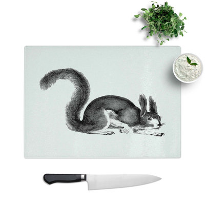 Tempered Glass Squirrel Illustration Chopping Board