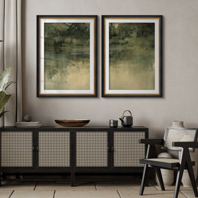 Art mural vintage encadré de qualité supérieure, vintage et antique pour chambre à coucher - 26 po x 36 po avec ensemble de 2