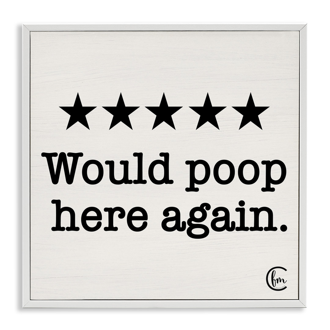 Would Poop Here Again by Penny Lane Publishing - Floater Frame Textual Art Print Wade Logan® Frame 