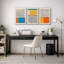«Abstract Vibrant Color Blocks», œuvre d'art moderne de style Mid-Century, images murales multicolores géométriques, ensemble de 3 impressions sur toile encadrées-75848667-119460505