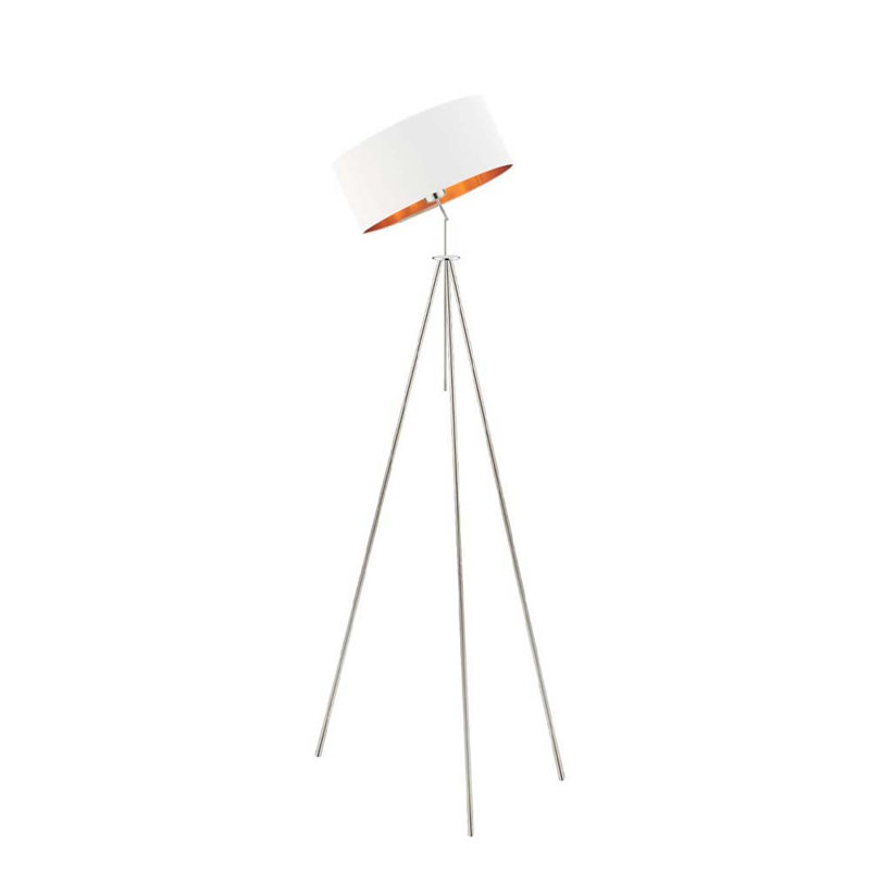 Scholl 145cm Tripod Floor Lamp, White, Satin Nickel