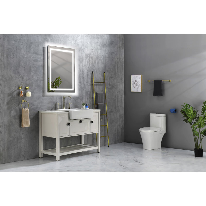 LED Bathroom Mirror with Front-lit, 3 Colors Temperature & Dimmable Light, 36" x 40", Chrome