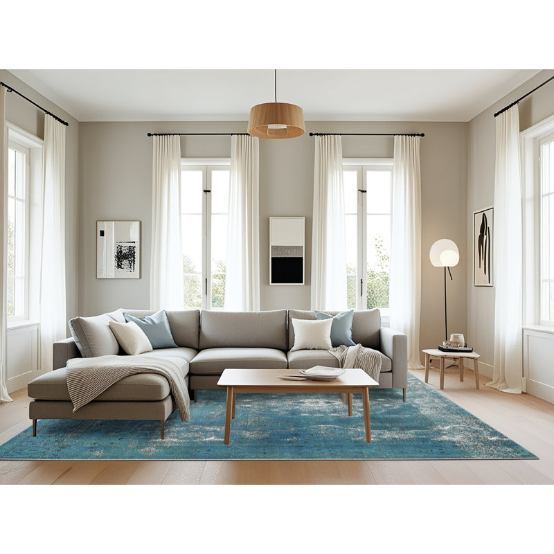 Tapis oriental bleu / gris, Rectangle 8 pi x 12 pi