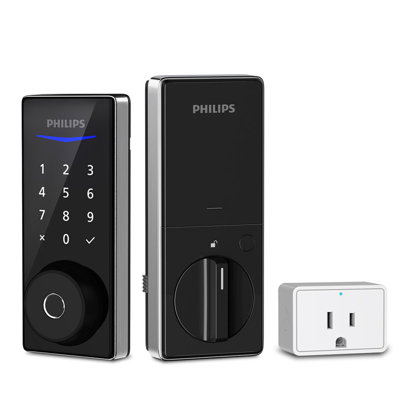 Philips Wifi Smart Door Lock Deadbolt with Fingerprint and Touchscreen, Satin Nickel