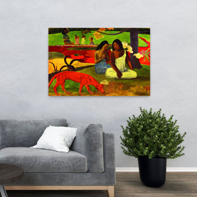 Arearea, 1892, impression d'art classique coloré abstrait paysage de chien d'été