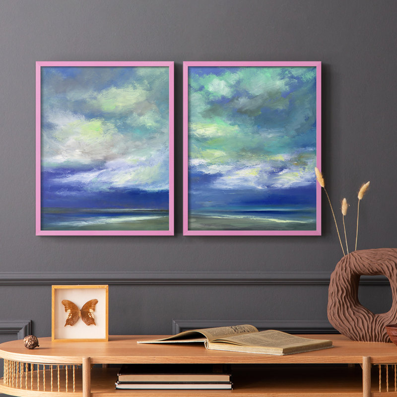 Island Dusk - reproduction encadrée de qualité supérieure - prête à être accrochée - aucun clou requis - aucun clou requis