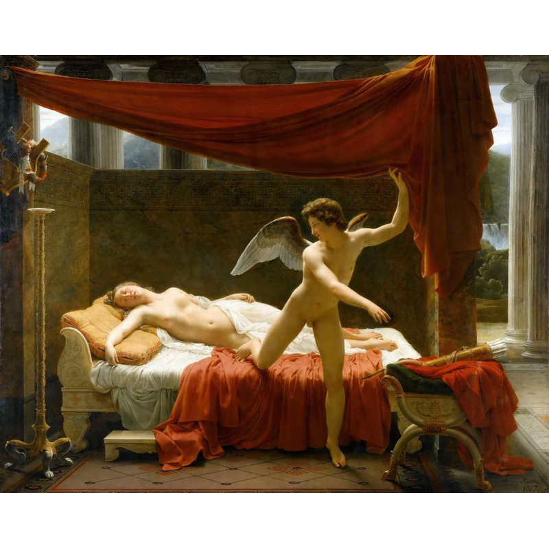 "Cupidon et psyché" par François-Édredon Picot - Toile tendue avec châssis, H 40 po x l 28 po