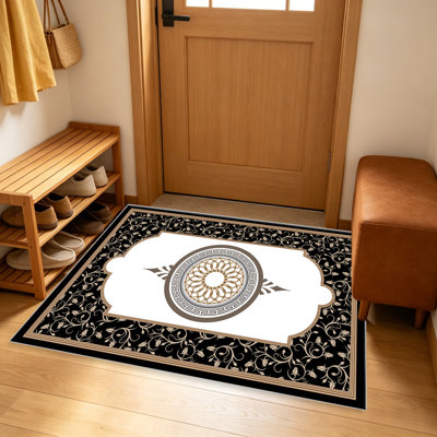 Black Gold Classic Frame  area rugs for Living Room, Soft and Comfortable, Suitable for all seasons, easy to maintain, machine washable Indoor floor mat, Under Table Farmhouse suitable for Bedroom, Dining Room, Study, Patio, Balcony, Home Decor