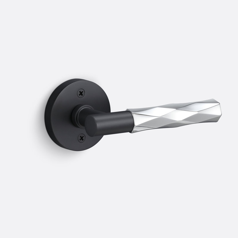 Rosette artificielle ronde Aspra, poignée Vertex, Noir mat / chromé, Inactif double