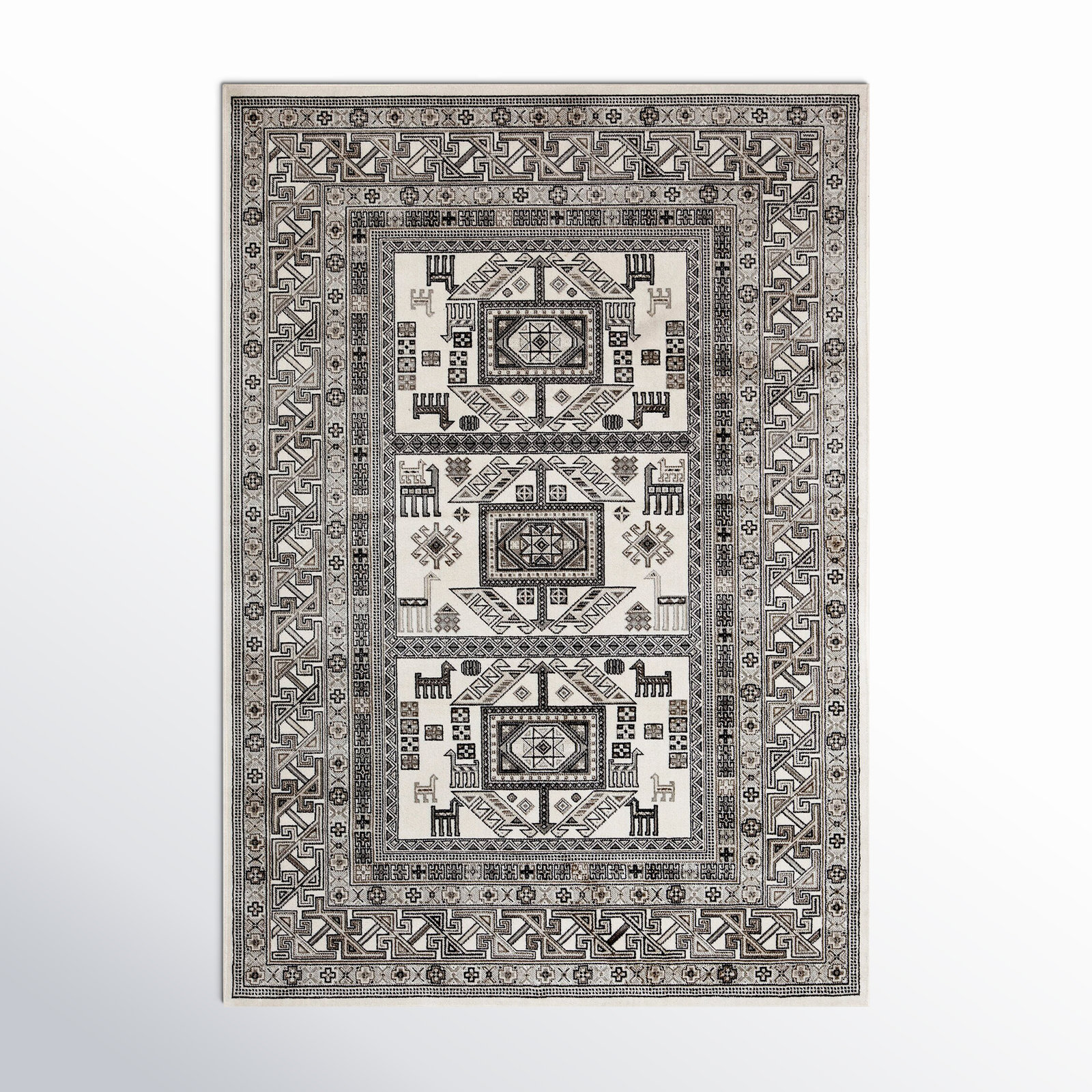 Ovid Ivory Charcoal Moroccan Rug, Rectangle 3' x 5'