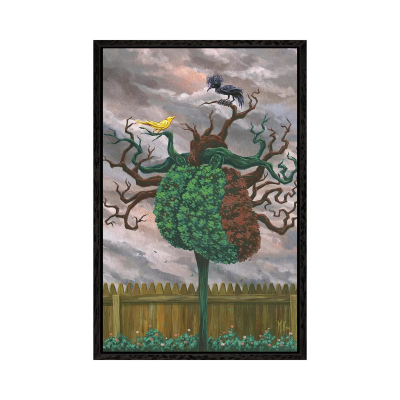 Song Bird And Crow by Martin Hsu - Print on Canvas, Black Framed, 66.04 cm H x 45.72 cm W