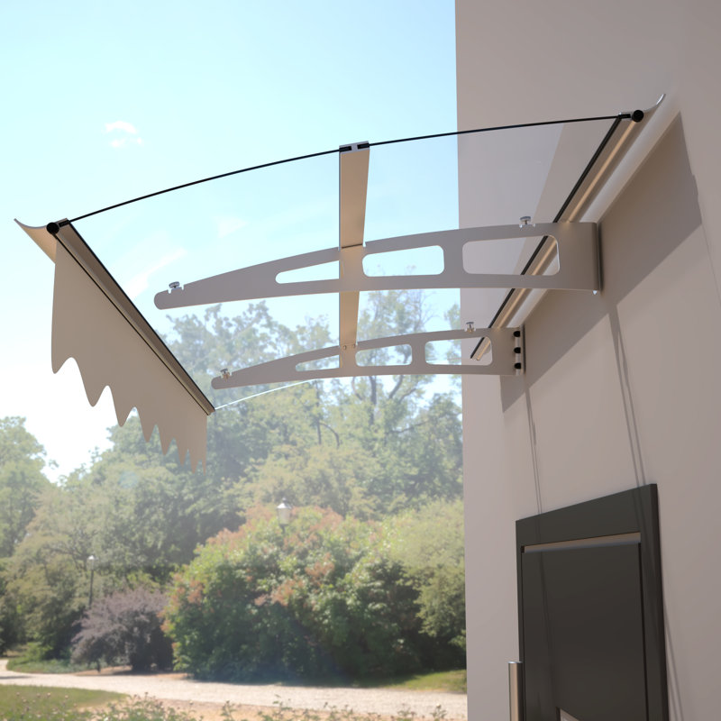 Door Window Awning Canopy 59"X34" - Polycarbonate Sheet & Aluminum Bracket Protected Wind Defense Garden Heat Protection
