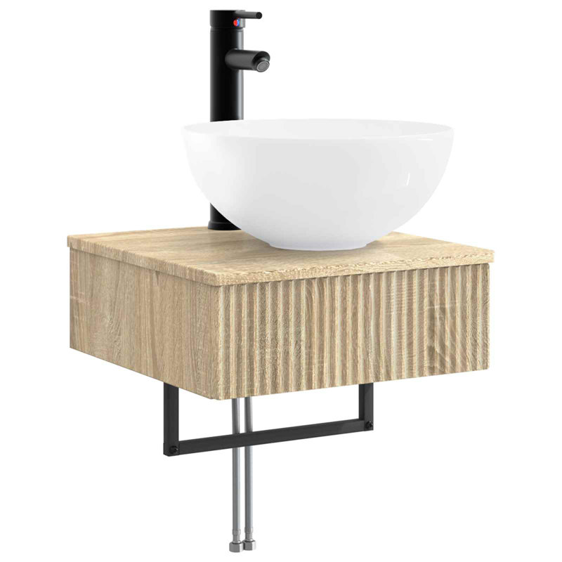 Single Bathroom Vanity with Ceramic Basin, Sonoma Oak