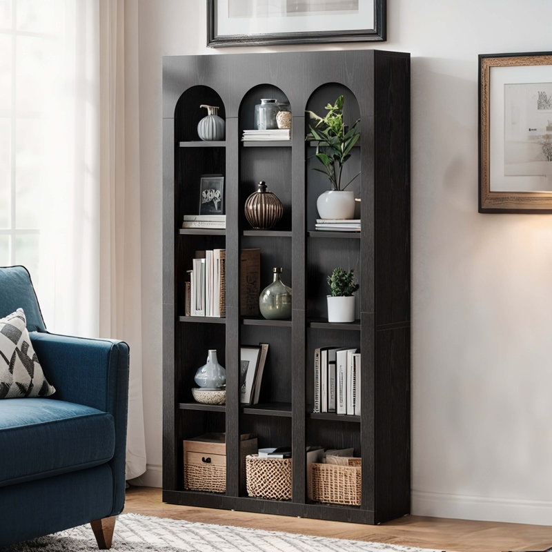 Bibliothèque en bois 70,8 ", étagère de rangement à 5 niveaux