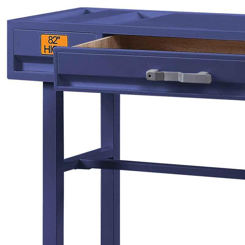 Bureau de travail rectangulaire bleu avec rangement sécuritaire et espace de travail pratique 1 tiroir