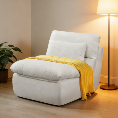 32" Boneless Sofa For Small Spaces Comfy Sofas With Removable Cover Teddy Compression Sofa With Pillows For Living Room, Bedroom, Apartmen-black