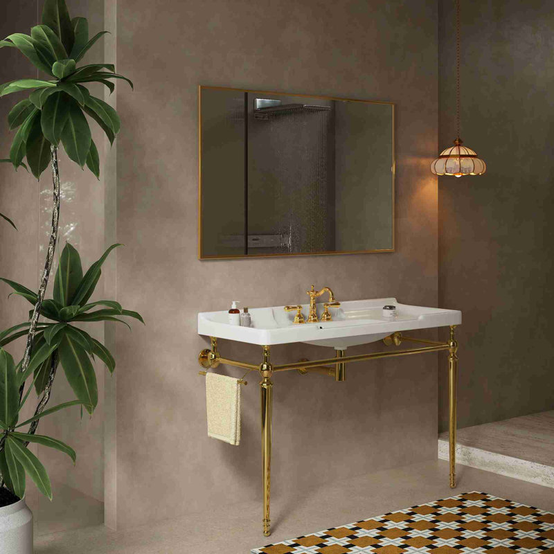 Bathroom Vanity with Stainless Steel Support Legs, White
