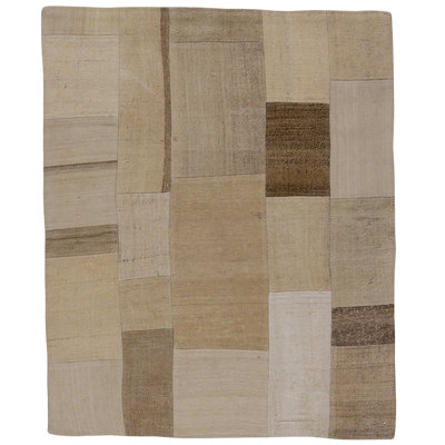 Hand Knotted Wool Area Rug in Beige