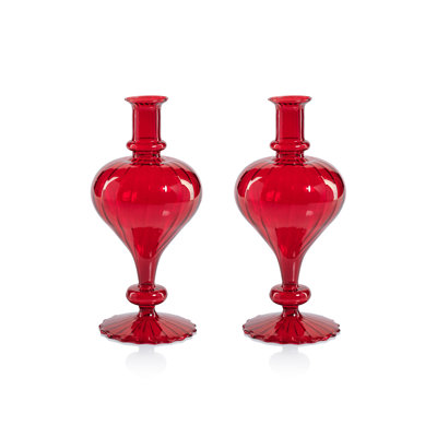 Ensemble de 2 vases en verre spiralé en forme de navet