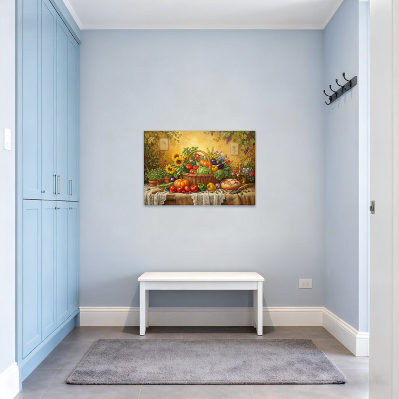 Scène de jardin mode panier de légumes frais nature morte, H 20 po x l 30 po