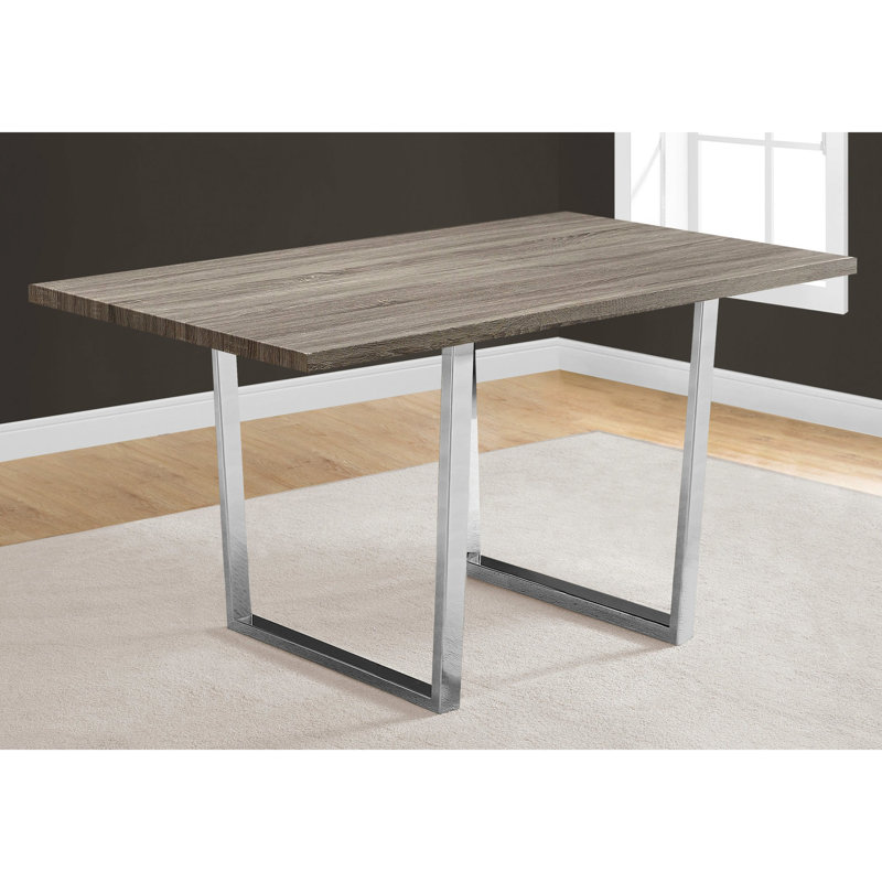 Table de salle à manger rectangulaire 60 po: stratifié taupe et table en métal brillant