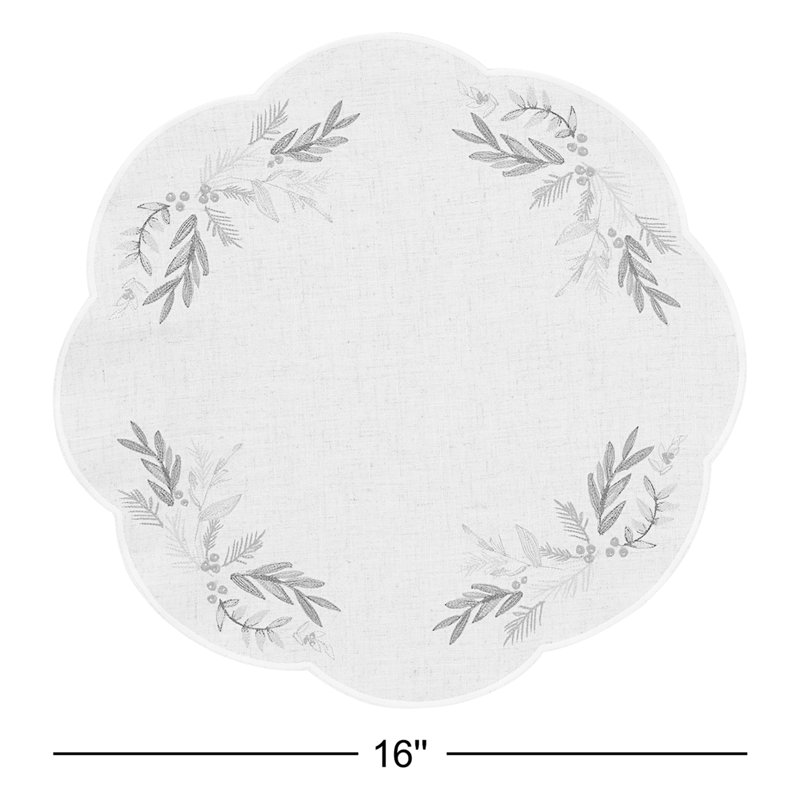 Lenox French Perle Holly Embroidered Placemat 4 Pack Set
