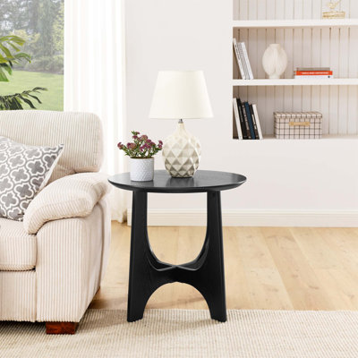 Table d'appoint ronde en bois de 25 pouces avec pieds croisés modernes, pieds réglables et conception polyvalente pour les salons et les salles de réception