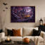 Art gothique sur toile encadrée de roses mauves et d'Halloween-348854613