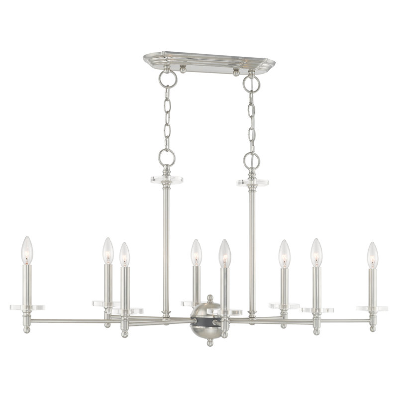 Elegant Bancroft 8-Light Linear Chandelier with Brushed Nickel Finish