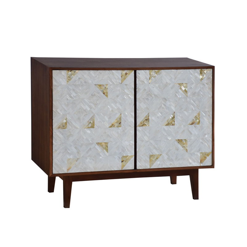 Cabinet de rangement en nacre de Ginett - Console de rangement en bois massif avec pieds Mid-Century 