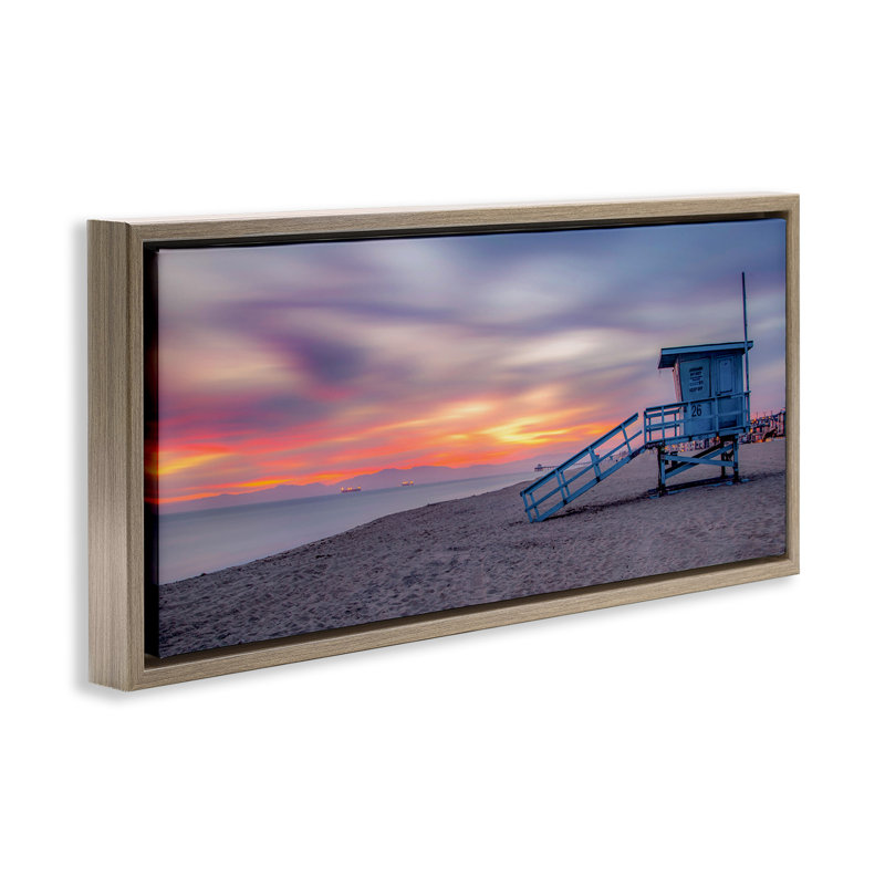 Plage, coucher de soleil, horizon, Cadre flottant orme Montalcino, H 14 po x l 31 po