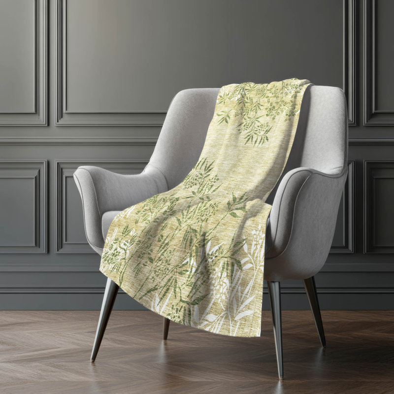 Jeté floral Sherpa ASB673 Addison, Kaki