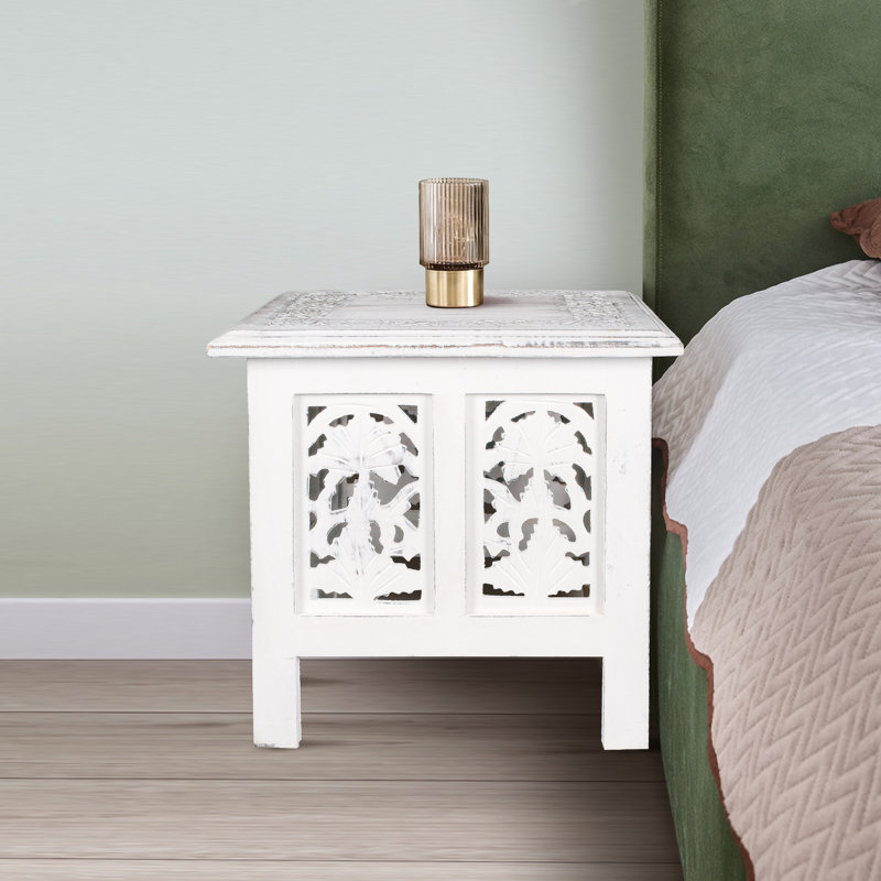 Abbey End Table, 39cm H x 38cm W x 38cm D, White